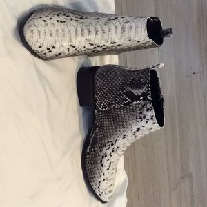 ASOS White and Black Snake Print Ankle Booties